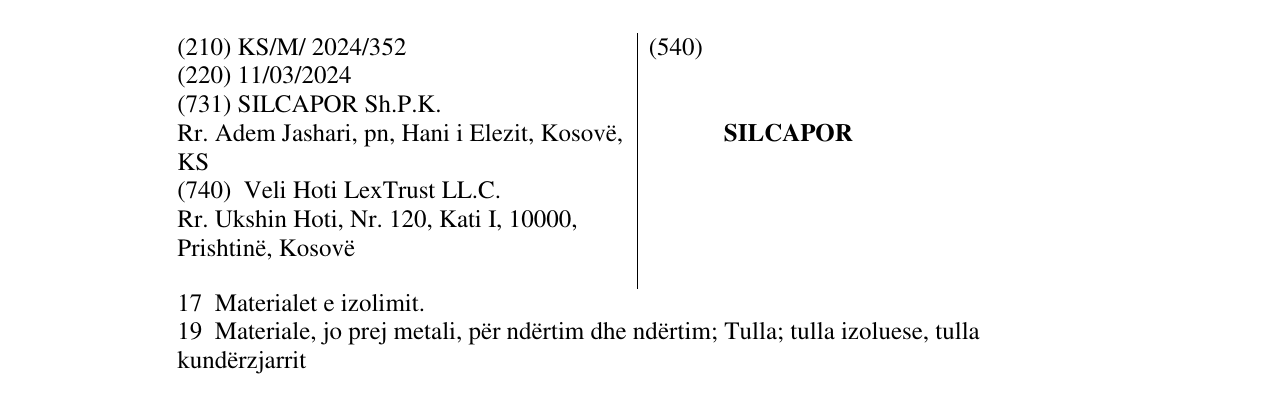 Zëri i markës SILCAPOR në buletin