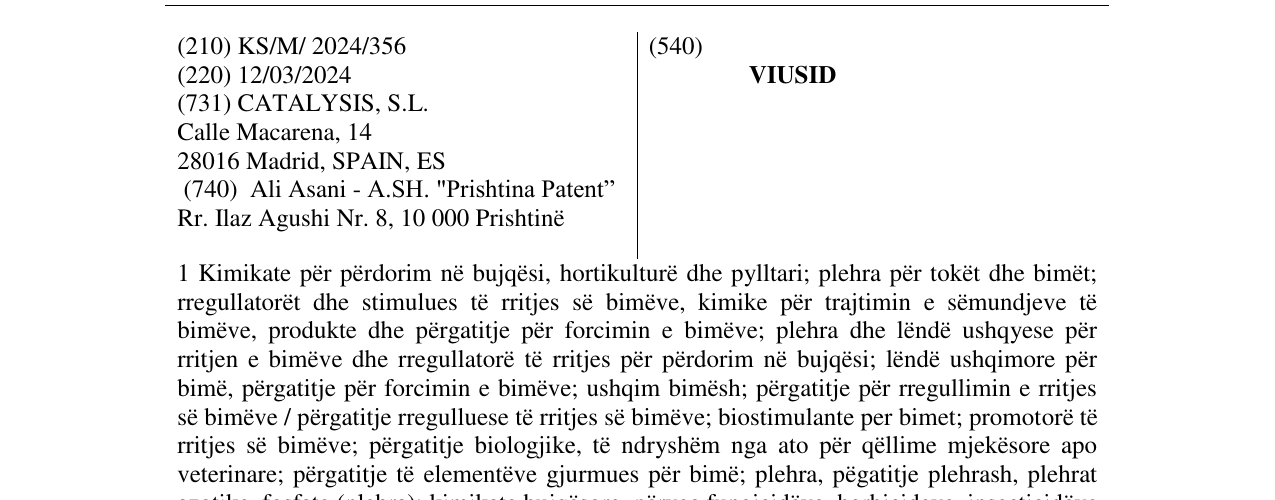 Zëri i markës VIUSID në buletin