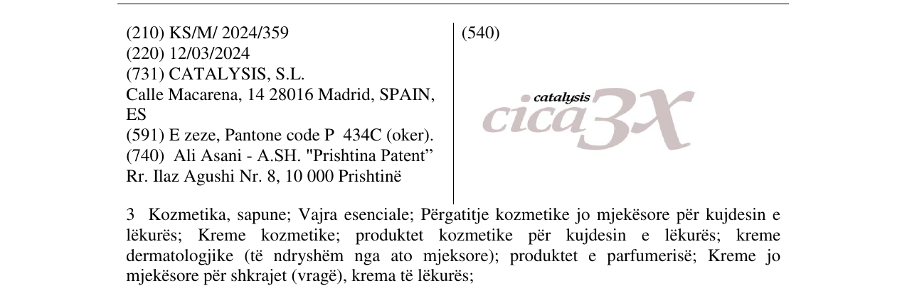 Zëri i markës cica catalysis 3x në buletin