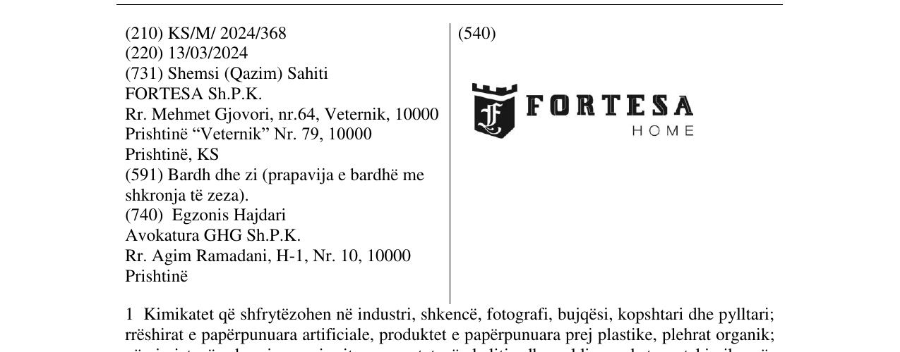 Zëri i markës FORTESA HOME në buletin