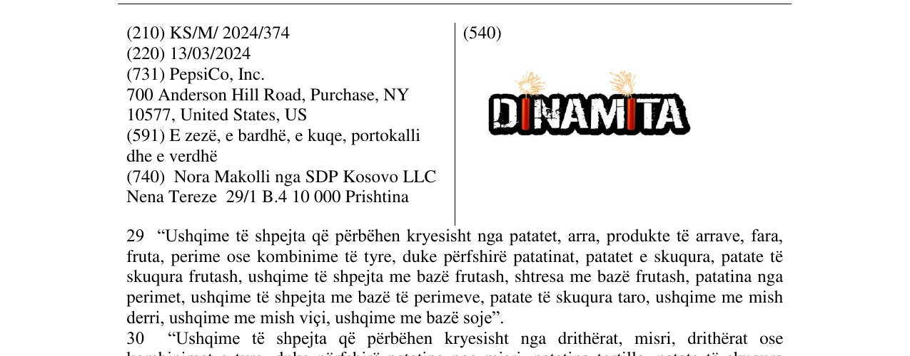 DINAMITA markasının bültendeki kaydı