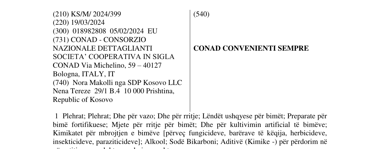 Zëri i markës CONAD CONVENIENTI SEMPRE në buletin