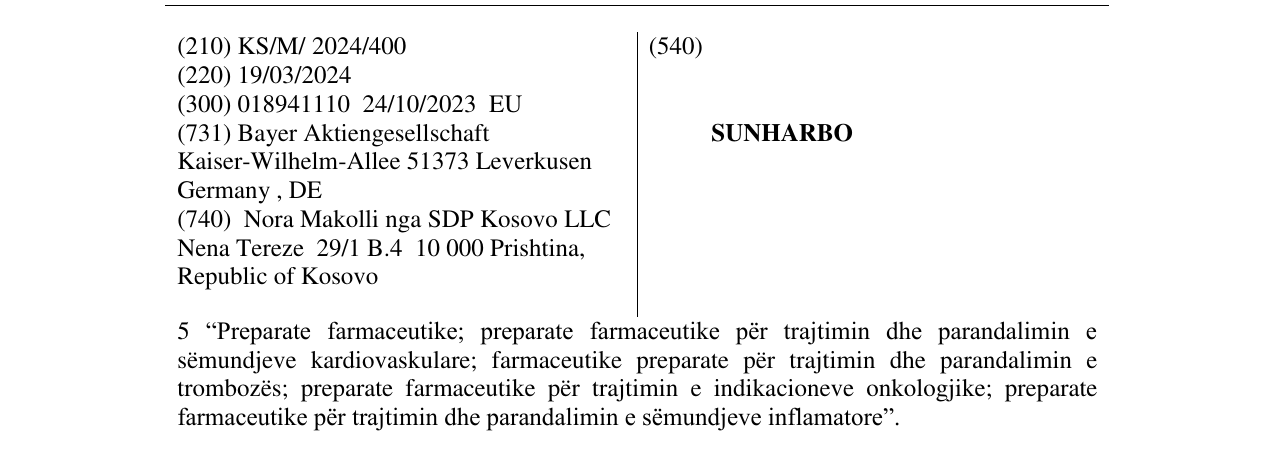 Zëri i markës SUNHARBO në buletin