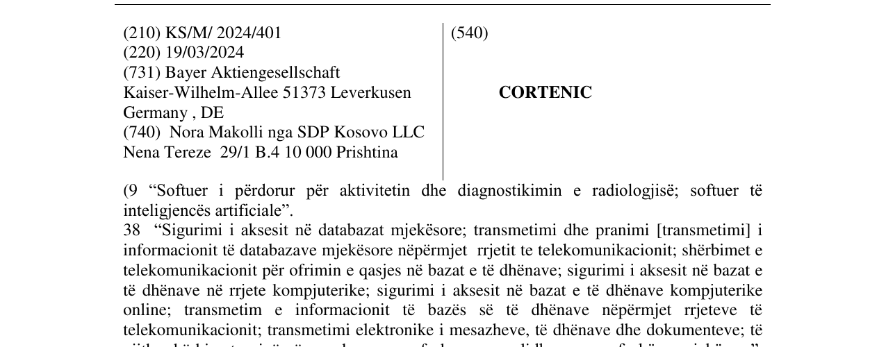 Zëri i markës CORTENIC në buletin