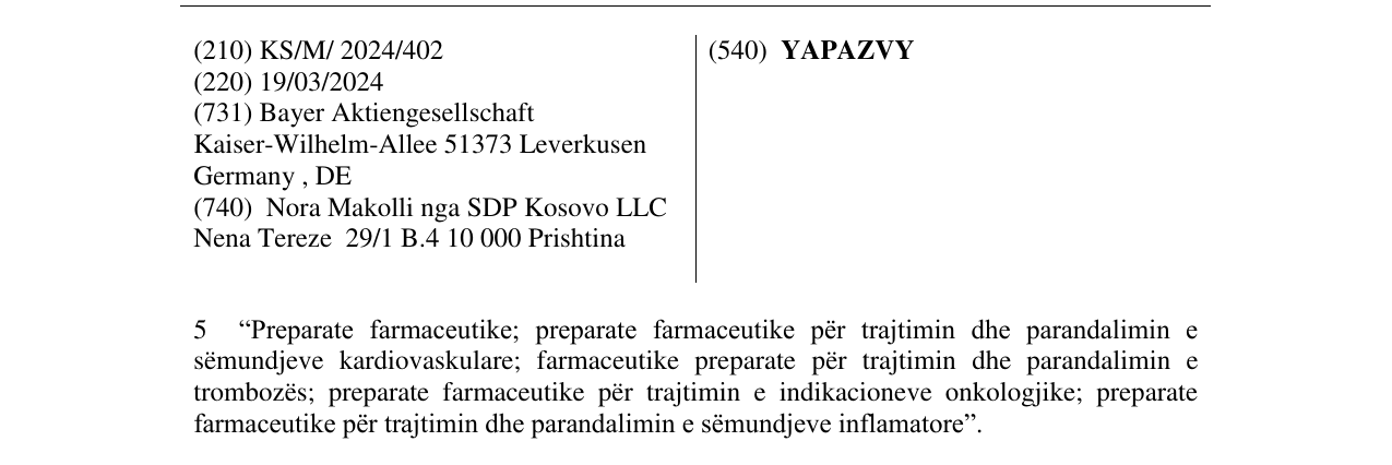 Zëri i markës YAPAZVY në buletin