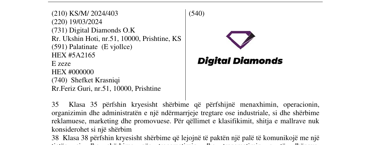 Zëri i markës Digital Diamond në buletin