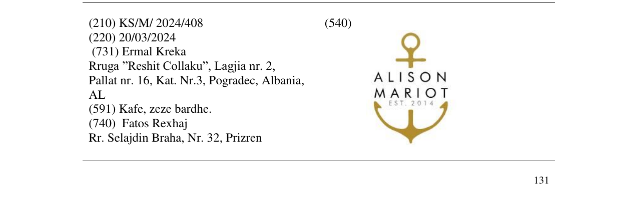 Zëri i markës ALISON MARIOT në buletin