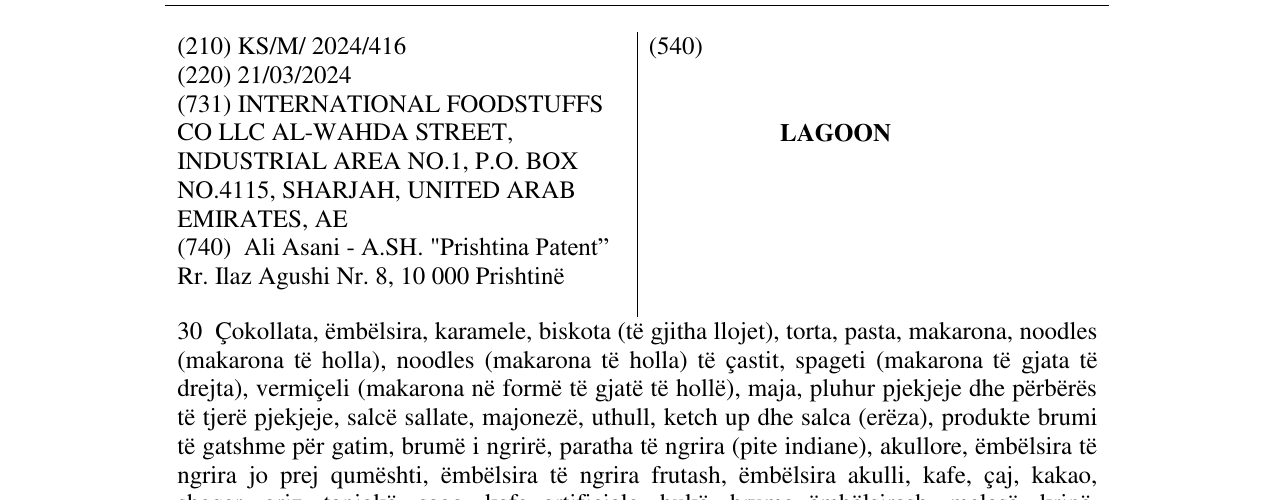 Zëri i markës LAGOON në buletin