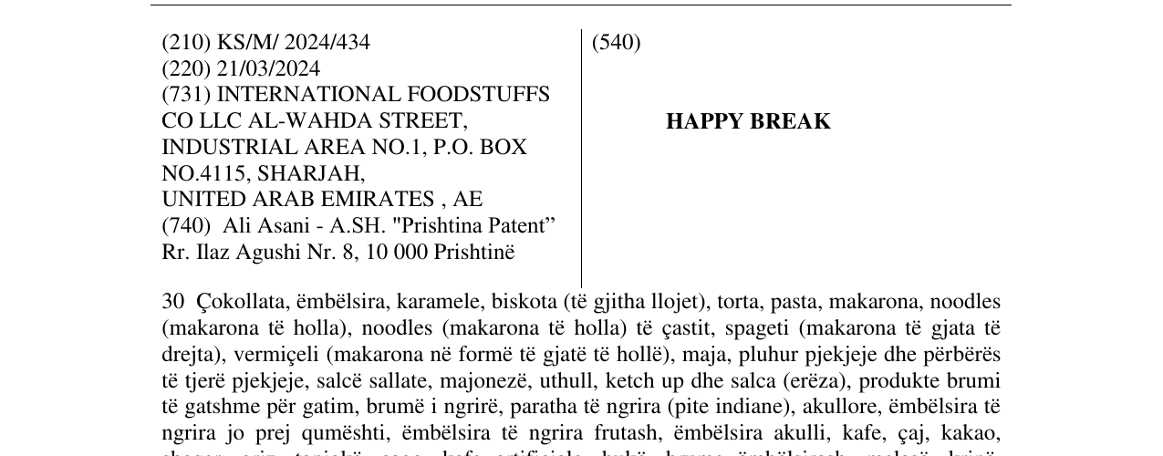 Zëri i markës HAPPY BREAK në buletin