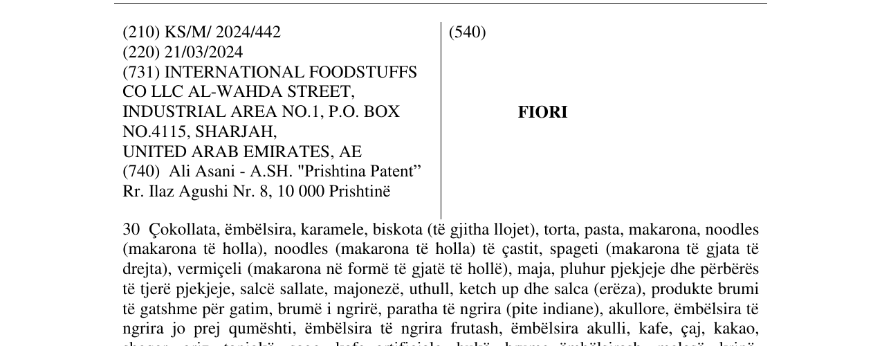 Zëri i markës FIORI në buletin