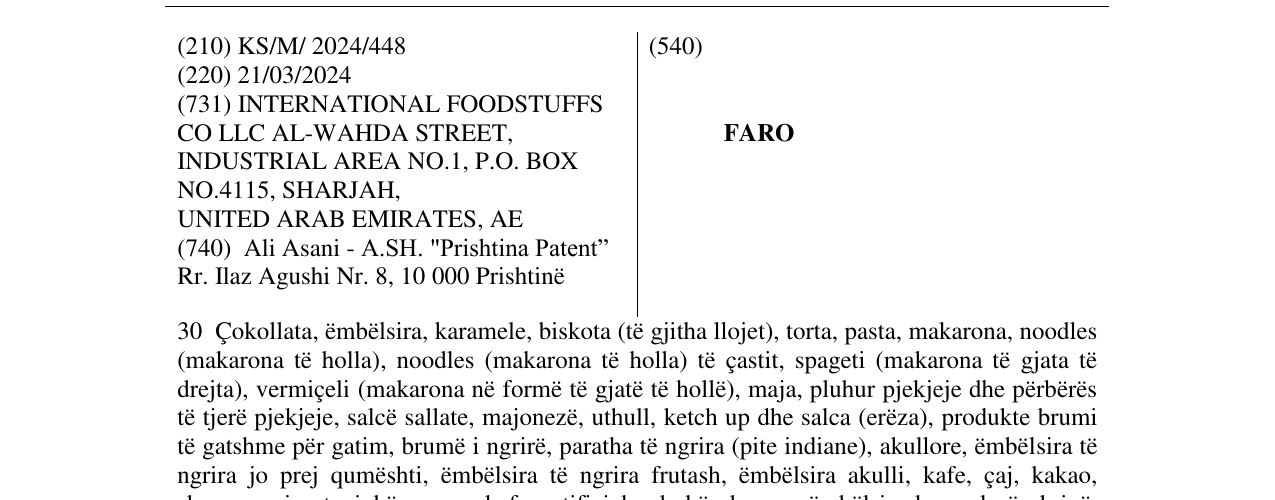 Zëri i markës FARO në buletin