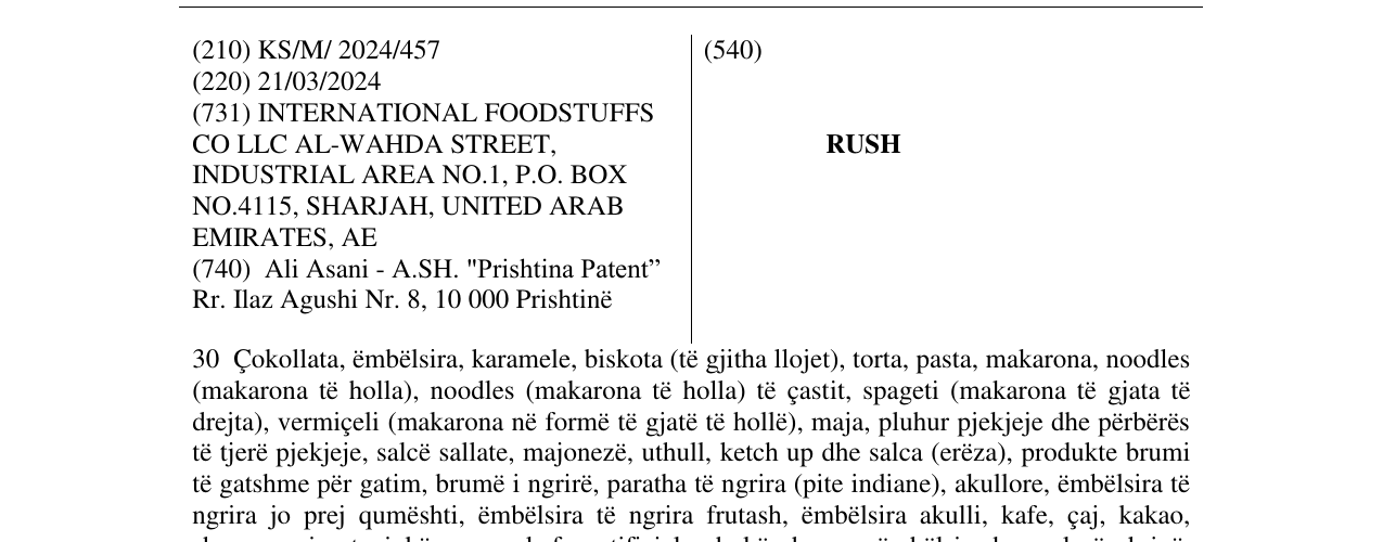 Zëri i markës RUSH në buletin