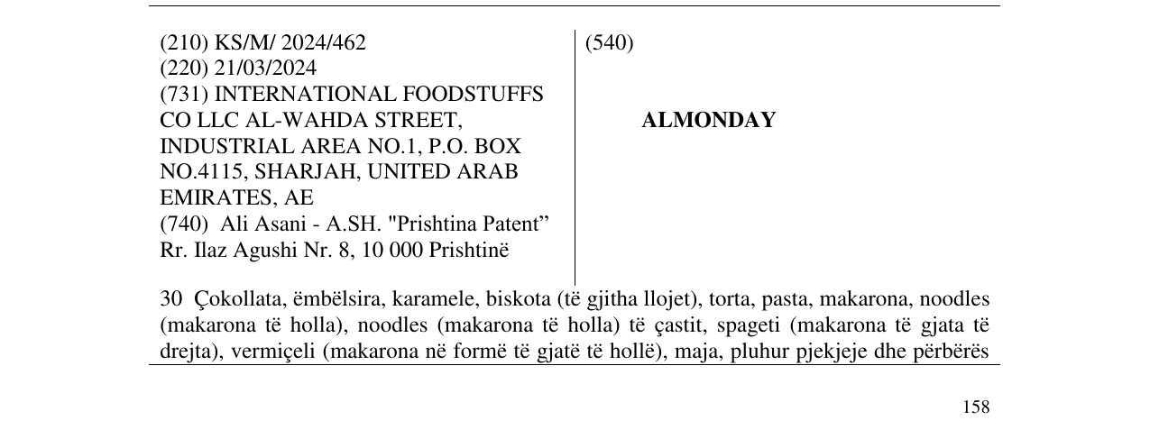 Zëri i markës ALMONDAY në buletin