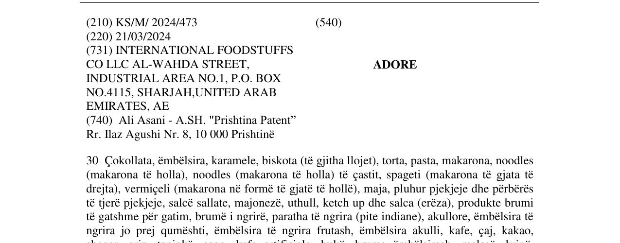 Zëri i markës ADORE në buletin