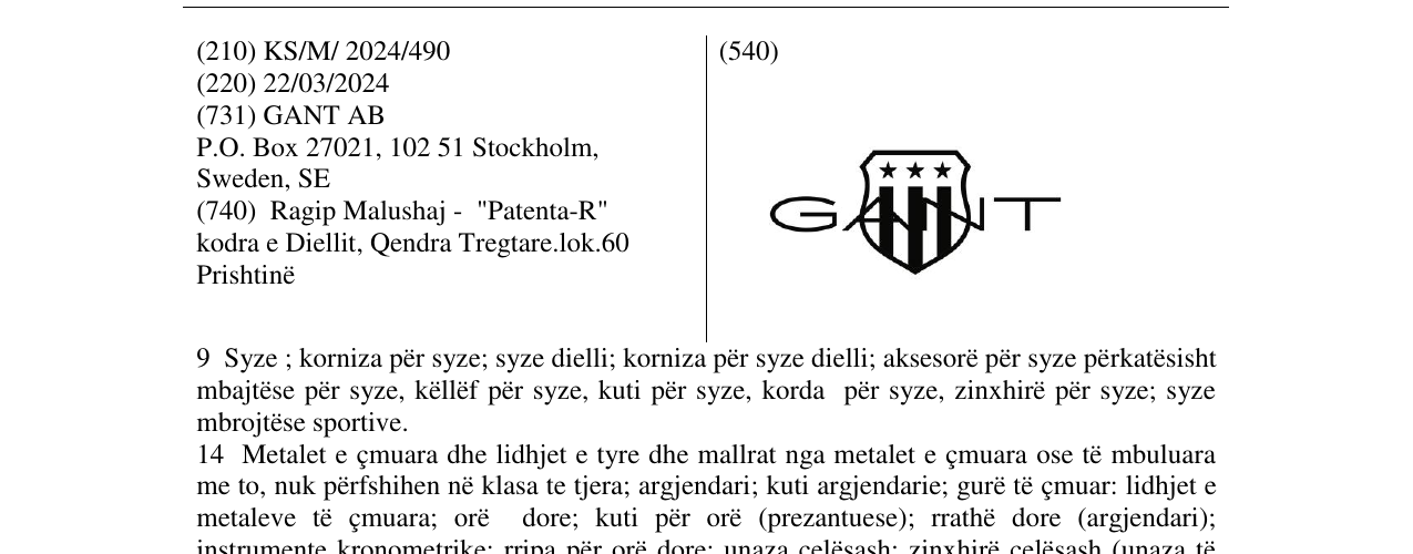 Zëri i markës GANT në buletin