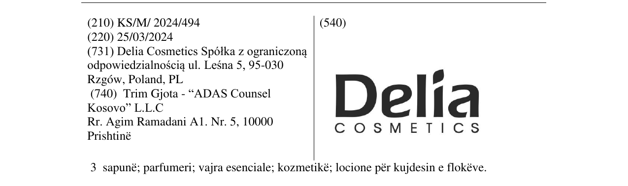 Zëri i markës DELIA COSMETICS në buletin