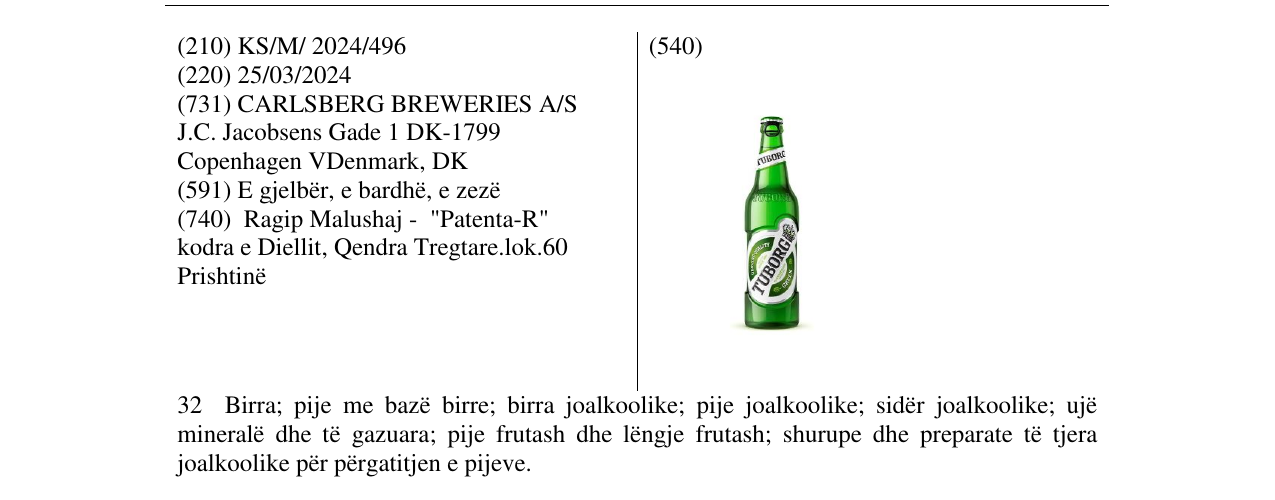 Zëri i markës TUBORG në buletin
