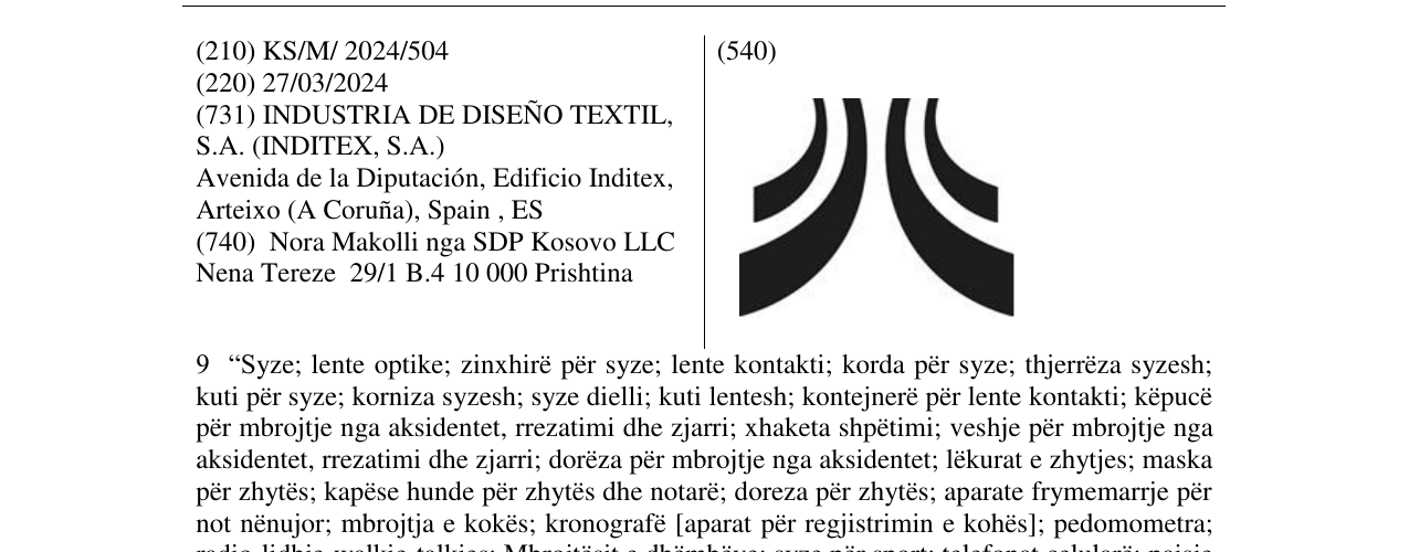 Zëri i markës device inditex në buletin