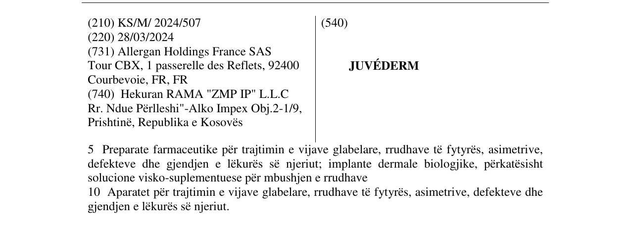 Zëri i markës JUVÉDERM në buletin