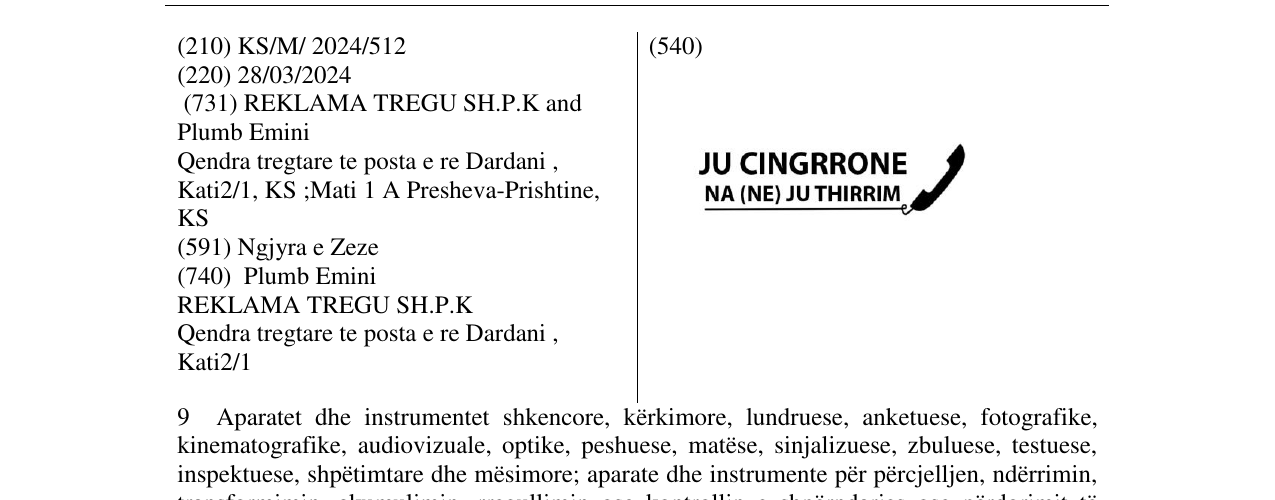 Zëri i markës JU CINGRRONE NA (NE) JU THIRRIM në buletin