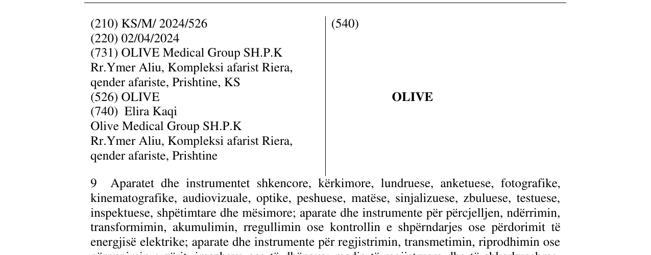 Zëri i markës OLIVE në buletin