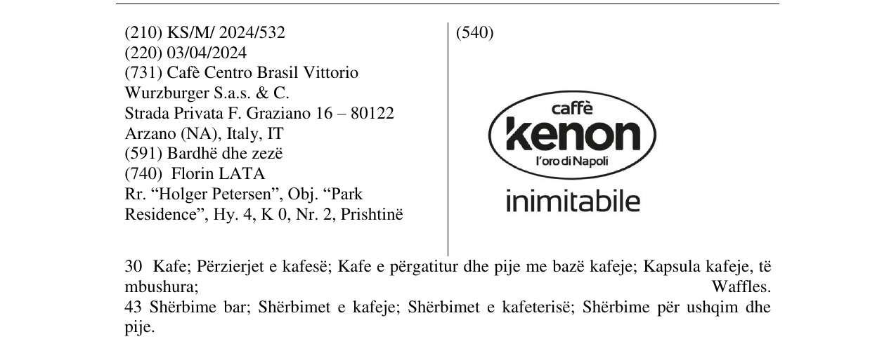 Zëri i markës caffe kenon l'oro di Napoli në buletin