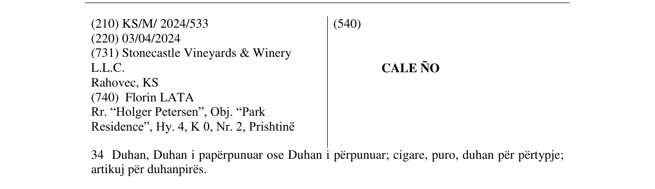 Zëri i markës CALE ÑO në buletin