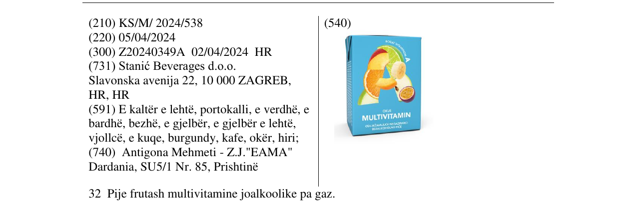 Zëri i markës Multivitamin në buletin