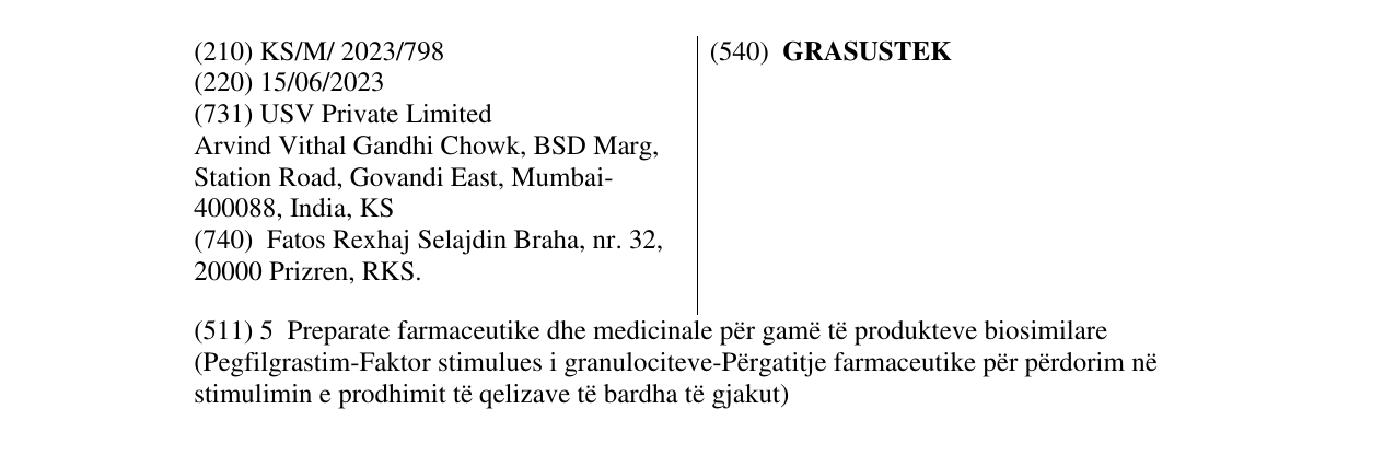 Zëri i markës GRASUSTEK në buletin