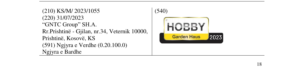 Zëri i markës HOBBY GARDEN HAUS 2023 në buletin
