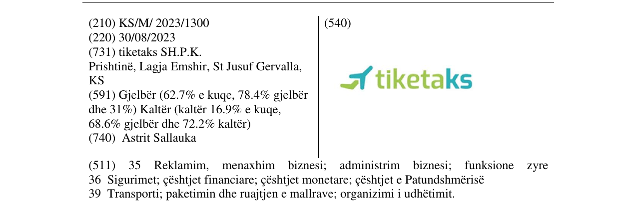 Zëri i markës tiketaks në buletin