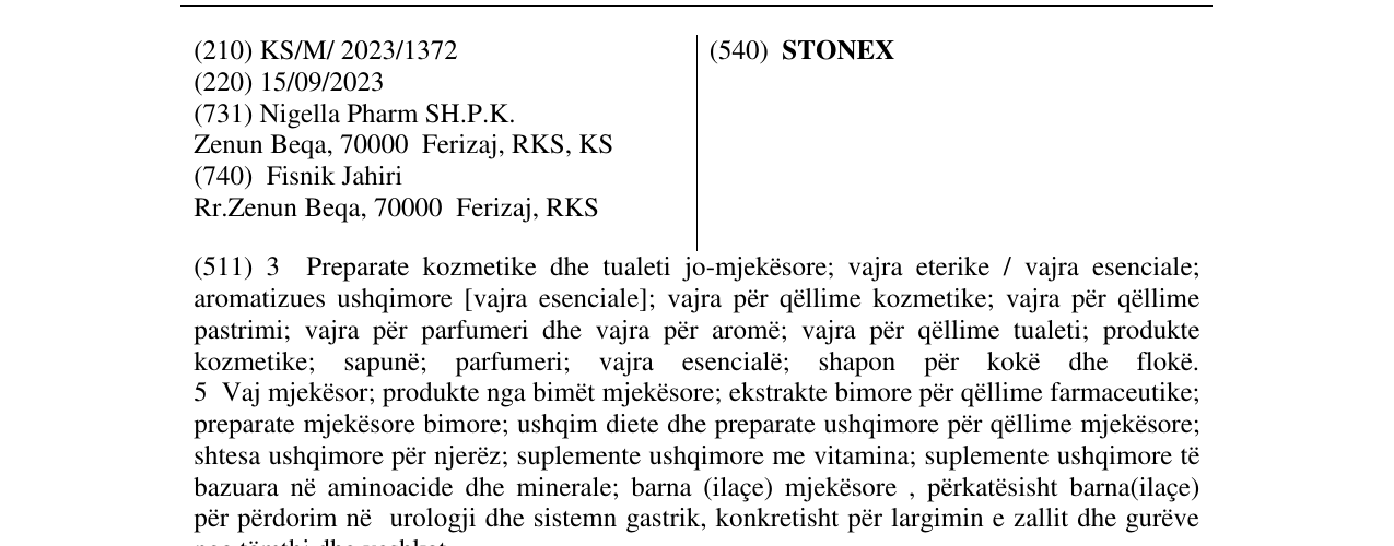 Zëri i markës STONEX në buletin