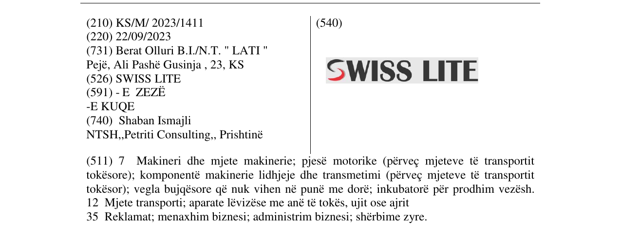 Zëri i markës SWISS LITE në buletin