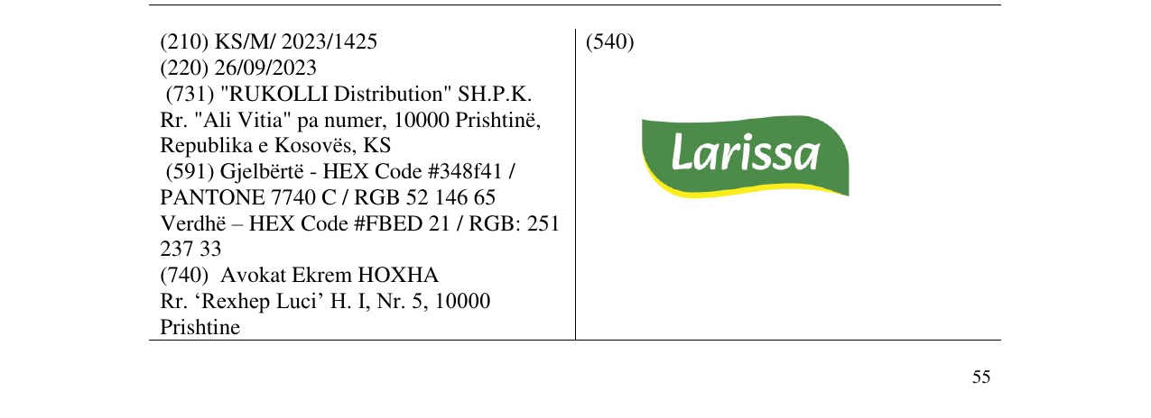 Zëri i markës LARISSA në buletin