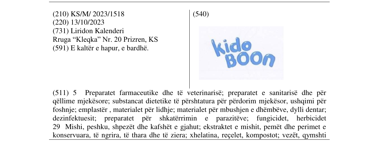 Zëri i markës KIDO BOON në buletin