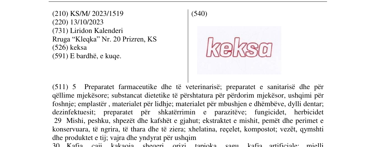 Zëri i markës keksa në buletin
