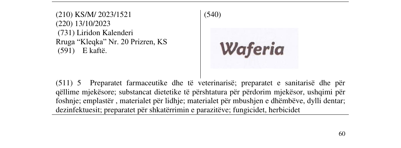 Zëri i markës Waferia në buletin