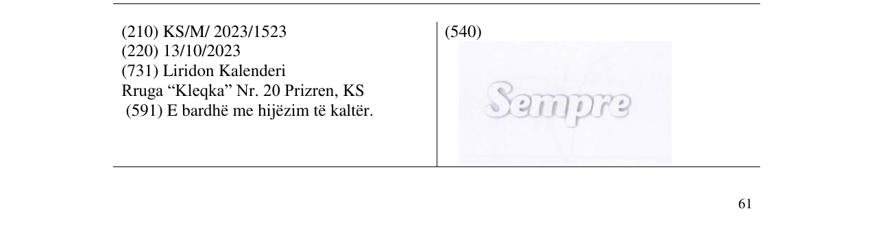 Zëri i markës Sempre në buletin