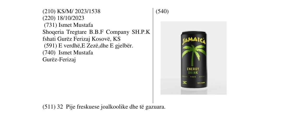 Zëri i markës JAMAICA në buletin