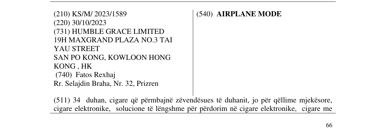 Zëri i markës AIRPLANE MODE në buletin