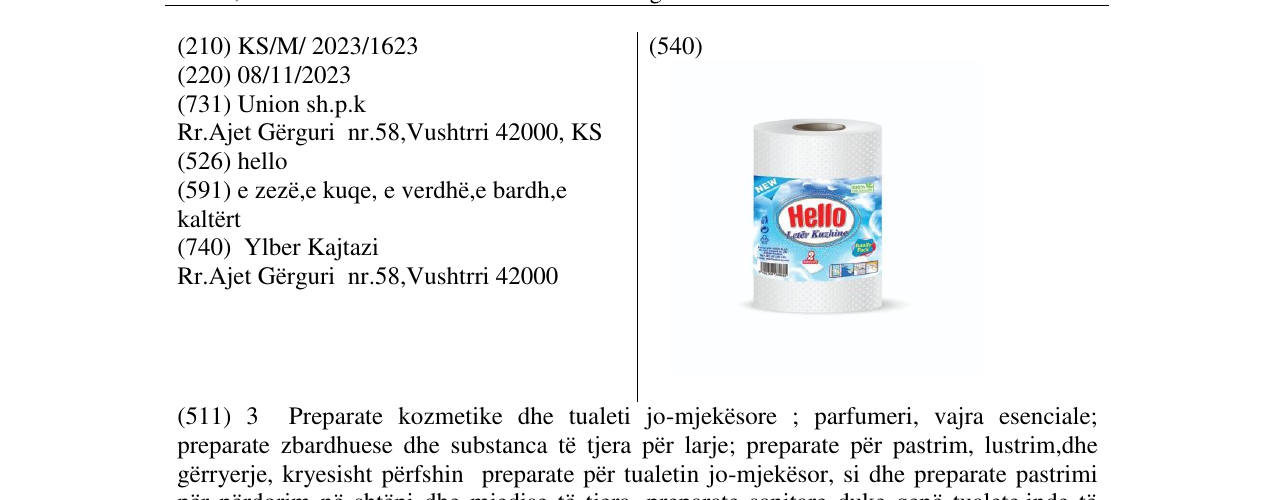 Zëri i markës hello leter kuzhine në buletin