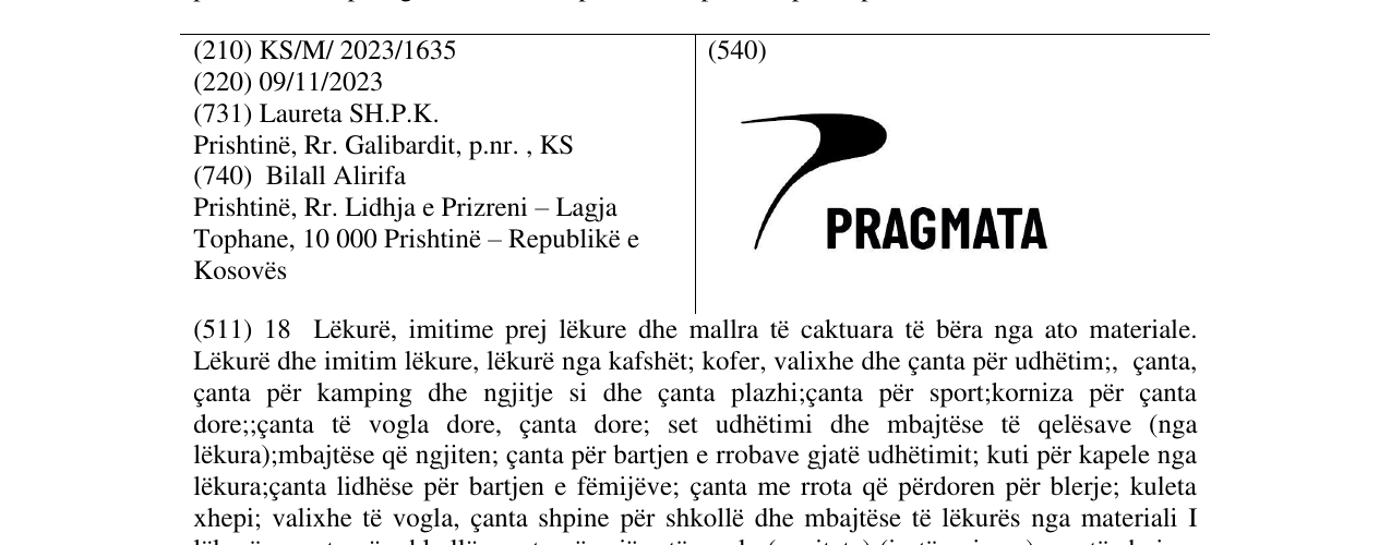 Zëri i markës PRAGMATA në buletin