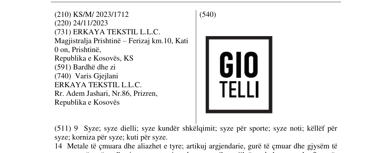 Zëri i markës GIO TELLI në buletin