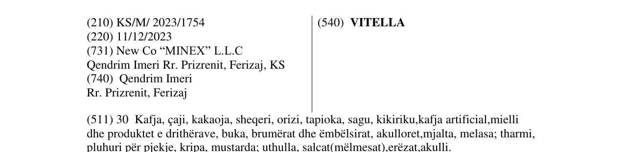 Zëri i markës VITELLA në buletin