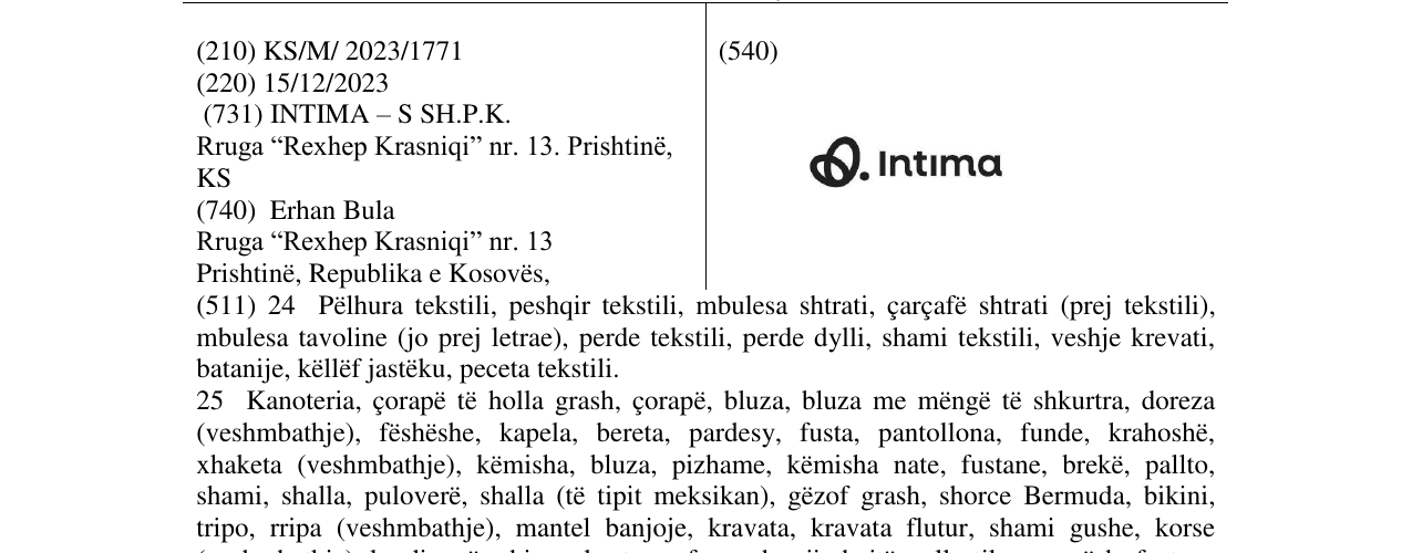 Zëri i markës intima në buletin