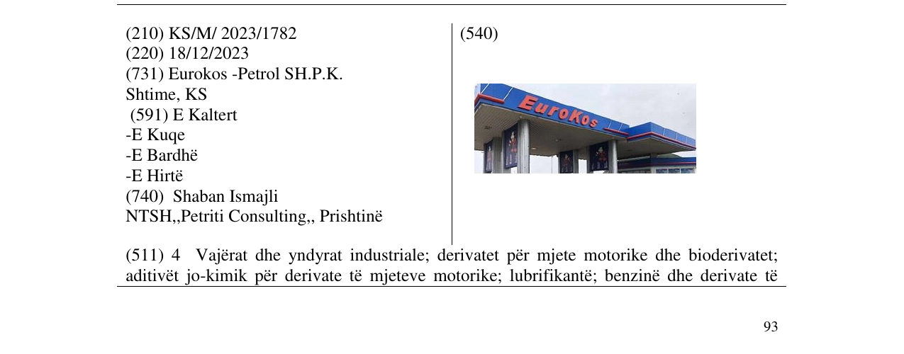 Zëri i markës EUROKOS në buletin