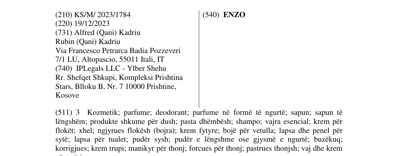 Zëri i markës ENZO në buletin
