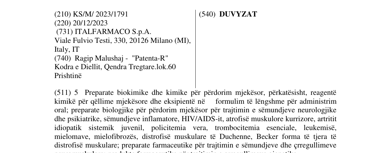 Zëri i markës DUVYZAT në buletin