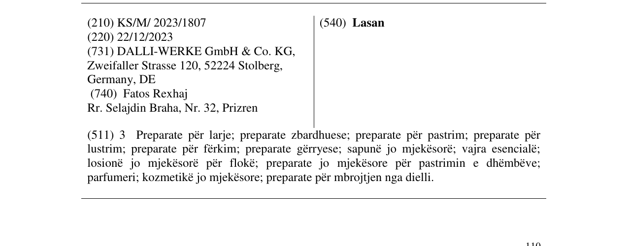 Zëri i markës Lasan në buletin