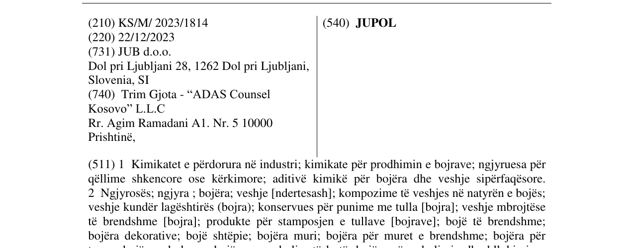 Zëri i markës JUPOL në buletin